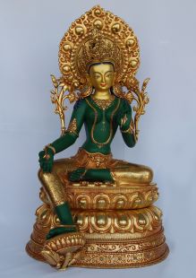 GreenTara Statue, Gilt Copper 24〝H