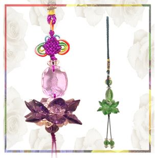 Crystal Lotus charm w/QuanYin