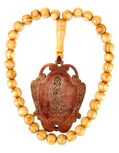 Peachwood Mala w/ Kuanyin Charm