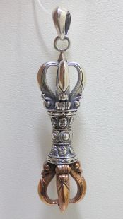 Sterling Silver Pendant of Dorjee 5 leaf