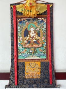 Assorted White Tara thanka with brocade