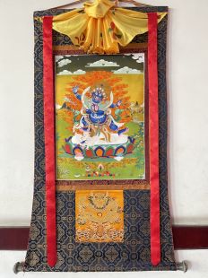 Assorted 4 Arms Vajrapani thanka with brocade