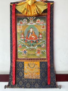 Assorted Guru Rinpoche thanka with brocade