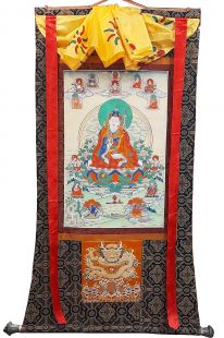 Assorted Guru Rinpoche thanka with brocade