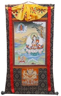 Assorted White Tara thanka with brocade